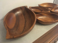 Rare Vintage MONKEY POD 5 PIECE Wooden Bowl Set Wonderful