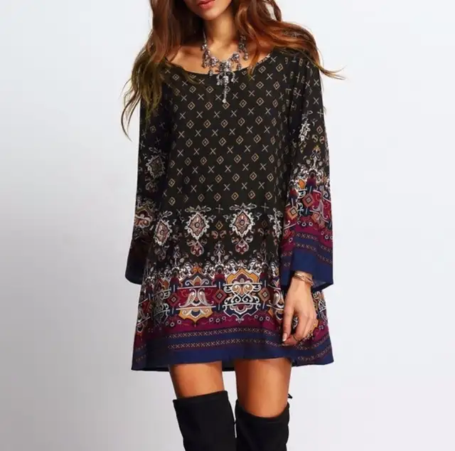 NEW! Women Printed Casual Long Top Hippie Mini Dress XS-S in Women's - Maternity in City of Toronto - Image 2