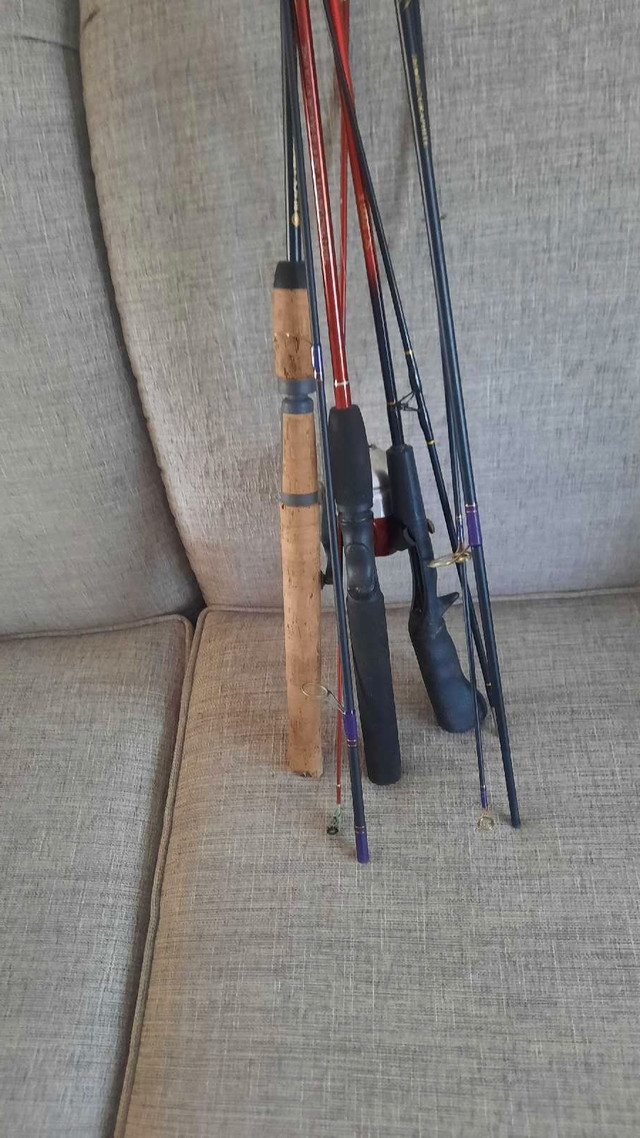 4 ligne à pêche avec 1 moulinet prix 20.00 dans Pêche, camping et plein Air  à Sherbrooke - Image 2