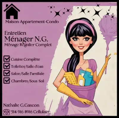 Service de Ménage Fiable et Professionnel pour votre Maison ou Votre Condo DESCRIPTION OCCASIONNEL:...