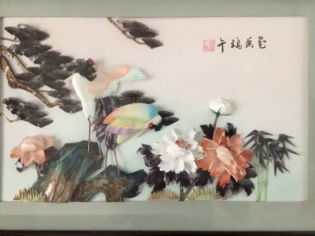 Chinese Vintage Framed Shell Shadow Box Art in Arts & Collectibles in Mississauga / Peel Region - Image 3
