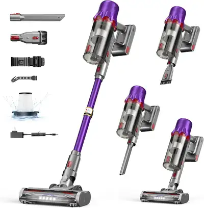 Cordless Stick Vacuum Cleaner for Home Pet Hair Hard Floors Carpet, Detachable Battery, Lightweight,...