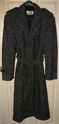 Mens Vintage Tip Top Long Winter Overcoat Tweed Pattern Heavy