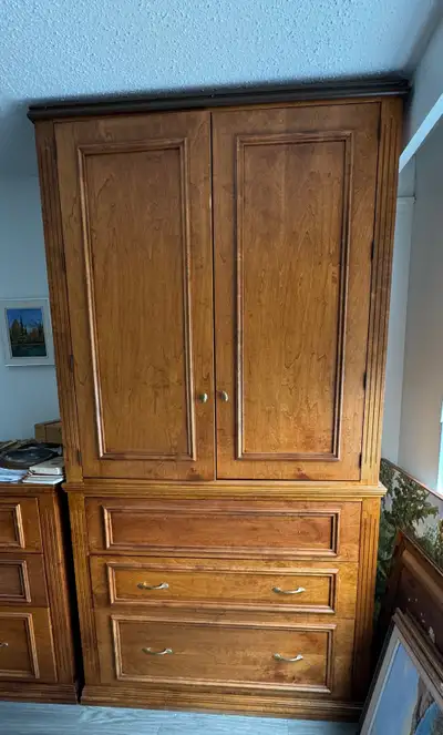 Beautiful Wood Two Piece Armoire 