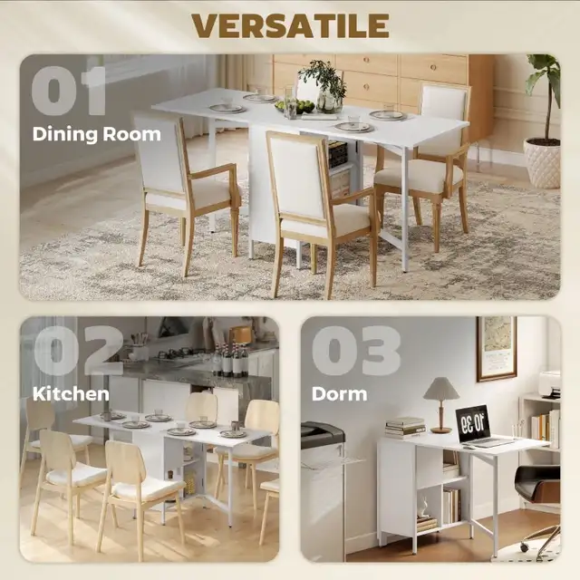 Multi-use Foldable Table with Hideaway Shelves, Drop Leaf Table  in Other Tables in Markham / York Region - Image 5
