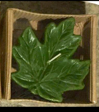 NEW - Green Maple Leaf Decorative Candle - home decor accent