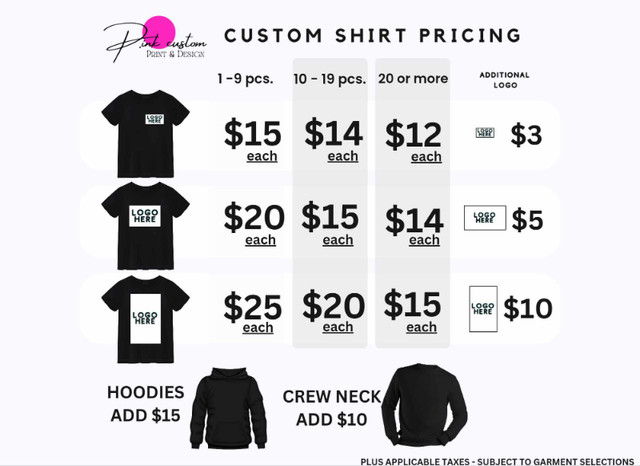 CUSTOM PRINT  - T SHIRT HOODIES SWEATER in Other in Winnipeg