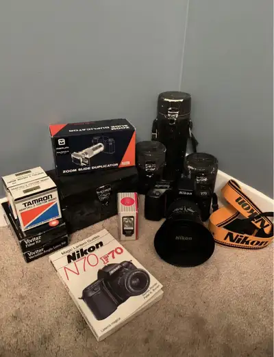 Nikon F70 35mm SLR camera Lot with Lenses “Excellent Condition”, View more