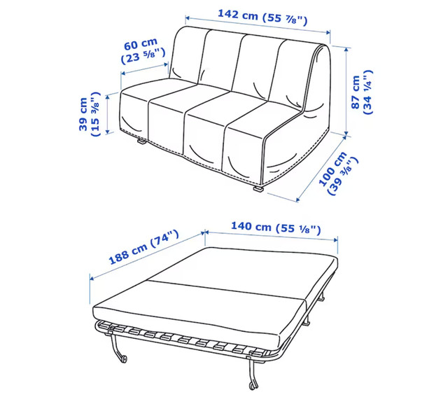 IKEA LYCKSELE Sofa-bed frame, black in Beds & Mattresses in Markham / York Region - Image 3
