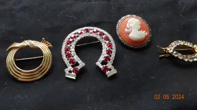 Jewelry brooches sparkly, hair, clip, variety  gold  silver tone, View more