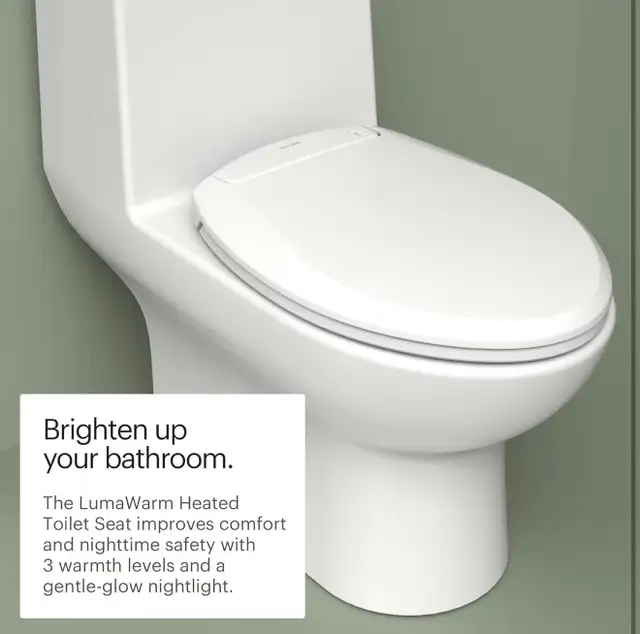Brondell L60-EW LumaWarm Heated Nightlight Elongated Toilet Seat in Bathwares in Kitchener / Waterloo - Image 4