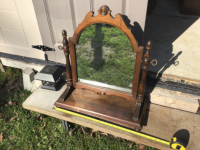 Antique Desktop  Mobile Wood Shaving  Mirror