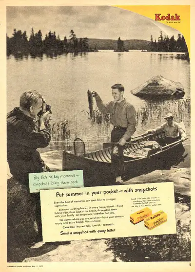 1952 full-page authentic magazine ad for Kodak Film Title- “Put summer in your pocket – with snapsho...