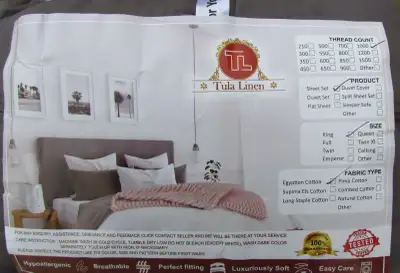 KING Tula Linen EGYPTIAN COTTON 1000 CT Grey Sheet Set, View more