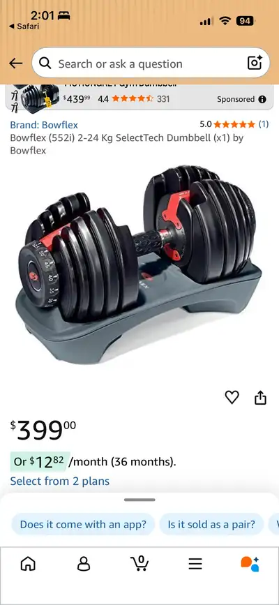 Bowflex 552 Dumbbell (open box, like new), View more