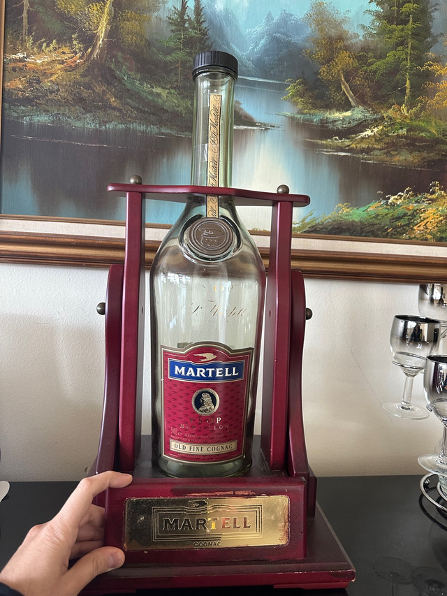 Vintage Martell 3 L bottle with wooden stand in Arts & Collectibles in St. Catharines - Image 2