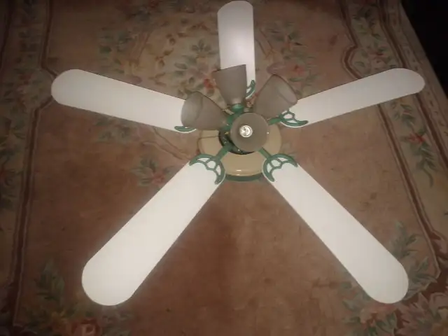 Beautiful Fan With Four Lights! White Reversing to Light Oak!!!