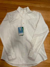 Equestrian white long sleeve show shirt, tags on