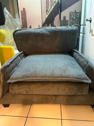 New Gray big armless corduroy chair, View more