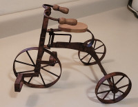 Vintage Rustic Metal Mini Tricycle Doll Bike with Moving Parts