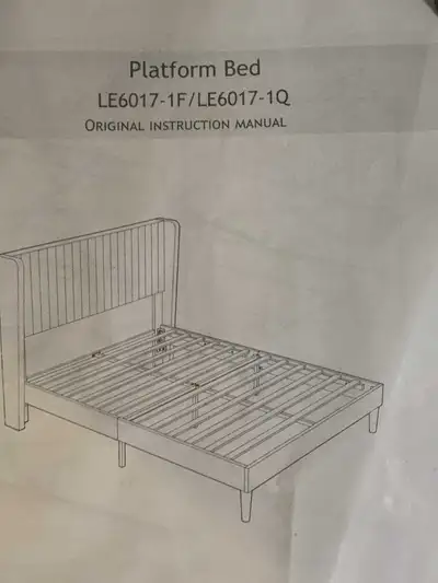 Upholstered platform bed ,beige ,brand new, View more