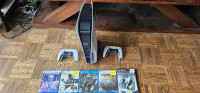 PS5 console with games & 2 controllers