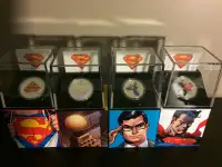 Lot de 4 Pièces de monnaie de Superman 2013 en argent fin.