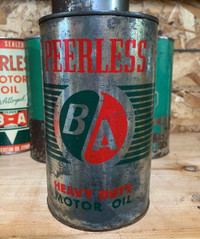 VINTAGE 1950's B/A PEERLESS MOTOR OIL IMPERIAL QUART CAN