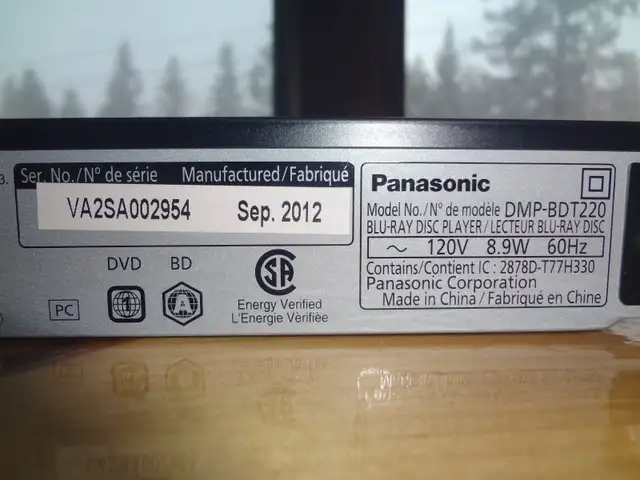 PANASONIC BLU-RAY PLAYER DMP-BDT220446508652309391362