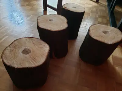 BEAUTIFUL REAL WOOD LOG STOOLS, View more