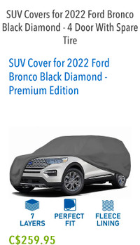 SUV indoor cover for 2022 Bronco with spare tire