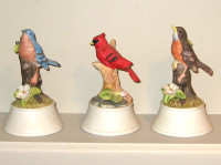3 Ceramic Birds ( bluebird, cardinal, robin)