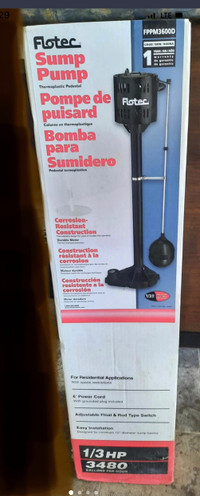 Sump pump Flores 1/3 Hp New keep water out 