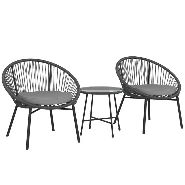  3 Piece Wicker Patio Furniture Set with Soft Seat Cushions, Tem in Patio & Garden Furniture in Markham / York Region - Image 5