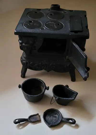 Vintage Crescent Miniature Cast Iron Wood Stove Salesman Sample, View more