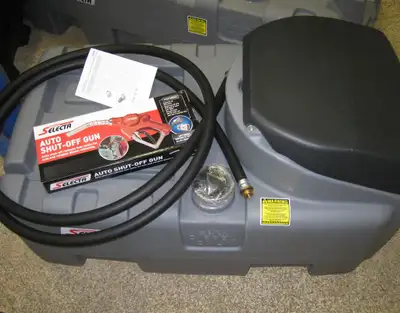200 liter diesel tank with pump, unused. Features - UV Stabilized diesel grade polyethylene polytuff...
