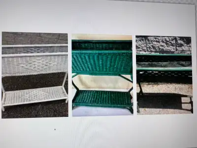 3 STAND UP WICKER PLANT STANDS - 2 GREEN / 1 WHITE, View more