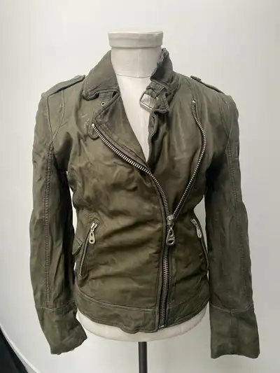 Women’s green leather jacket by DOMA, View more