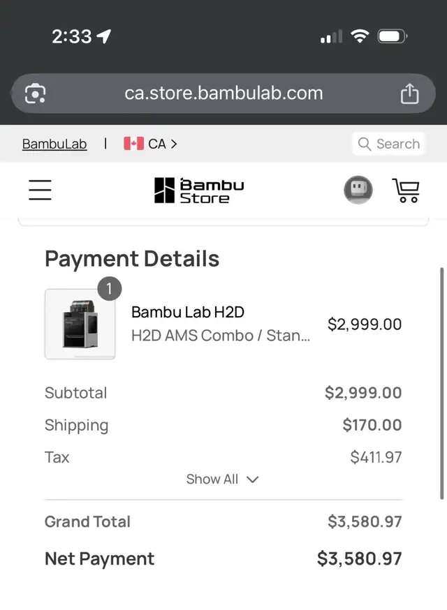 BRAND NEW Bambu Lab H2D 3D printer + AMS + Filament and Hot End64291501136643121