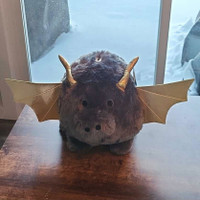 Plush Fuzzy Piggy Bank with Wings and Horns