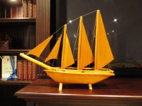 Lovely Wood Hand Carved 23" Long Decor Sailboat - One of a kind