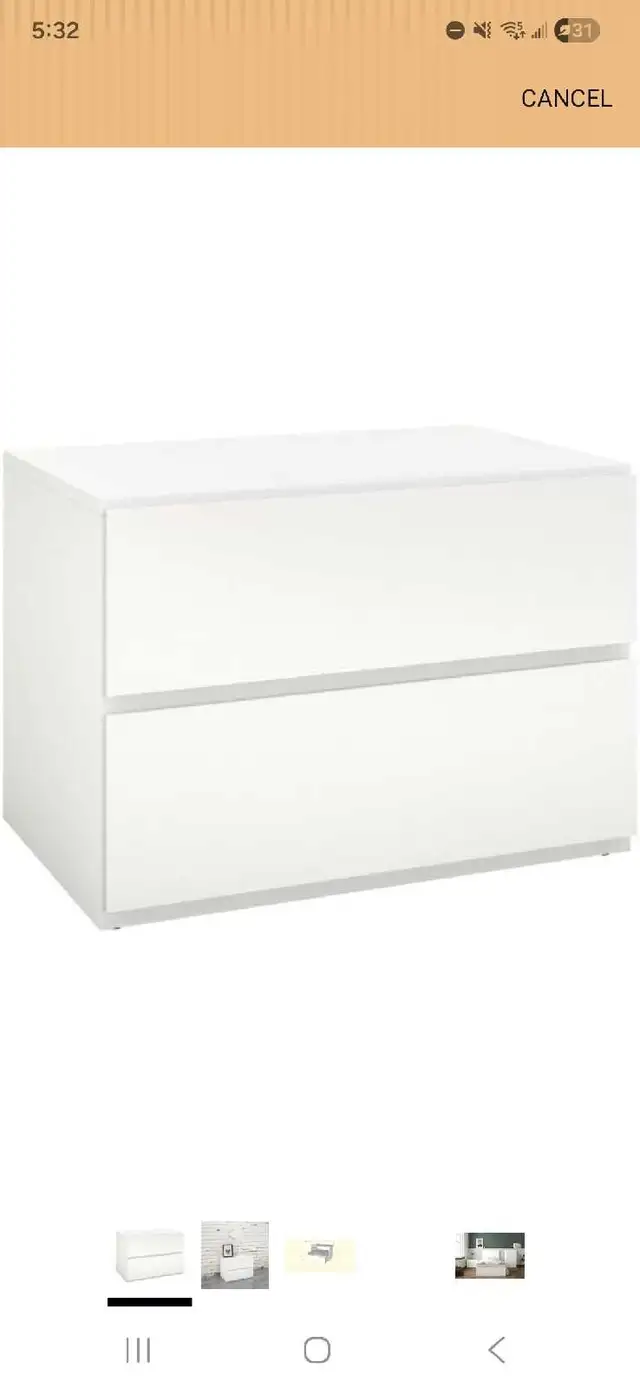 Nightstand with 1-Drawer and Folding Door, White, 24-Inch in Dressers & Wardrobes in Oakville / Halton Region - Image 2