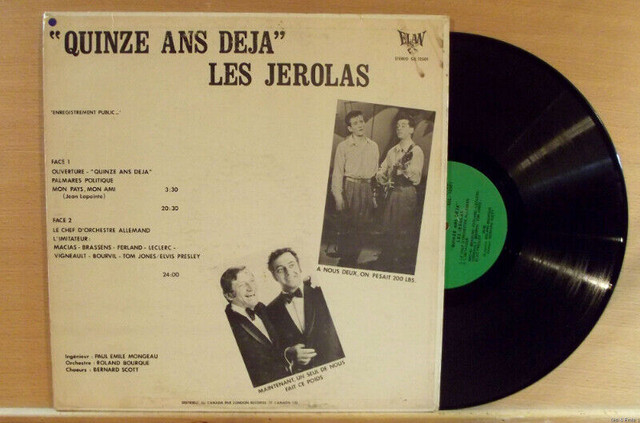Vinyle, les Jérolas - "quinze ans déjà" (33 tours) LP dans CD, DVD et Blu-ray  à Lanaudière - Image 2