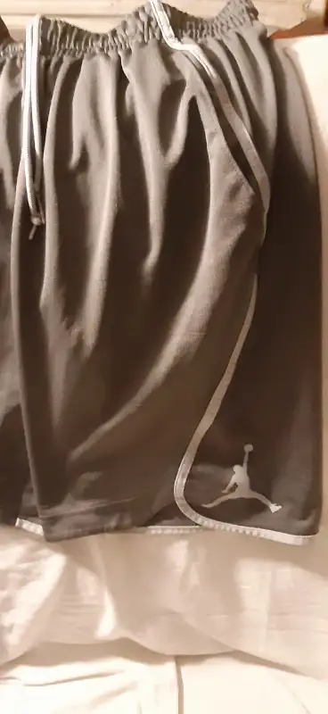 Pic 1 GREY SHORTS MEDIUM $25 Pic 2 XL KIDS SHORTS $25. Black shorts PIC 3 is medium $25 blue/black s...