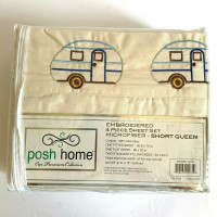 Premium Full 4 piece Sheet Set with Embroidered Camper Design