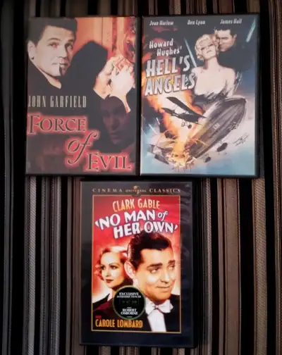 LOT OF 3 DVDS - JOHN GARFIELD, JEAN HARLOW, CLARK GABLE,, View more