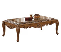 LUXURY Mirrored Top Mahogany Wood Coffee Table (retail $2200)