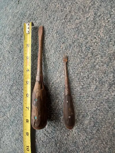 Cool Vintage wood split handle flat head screw drivers, View more