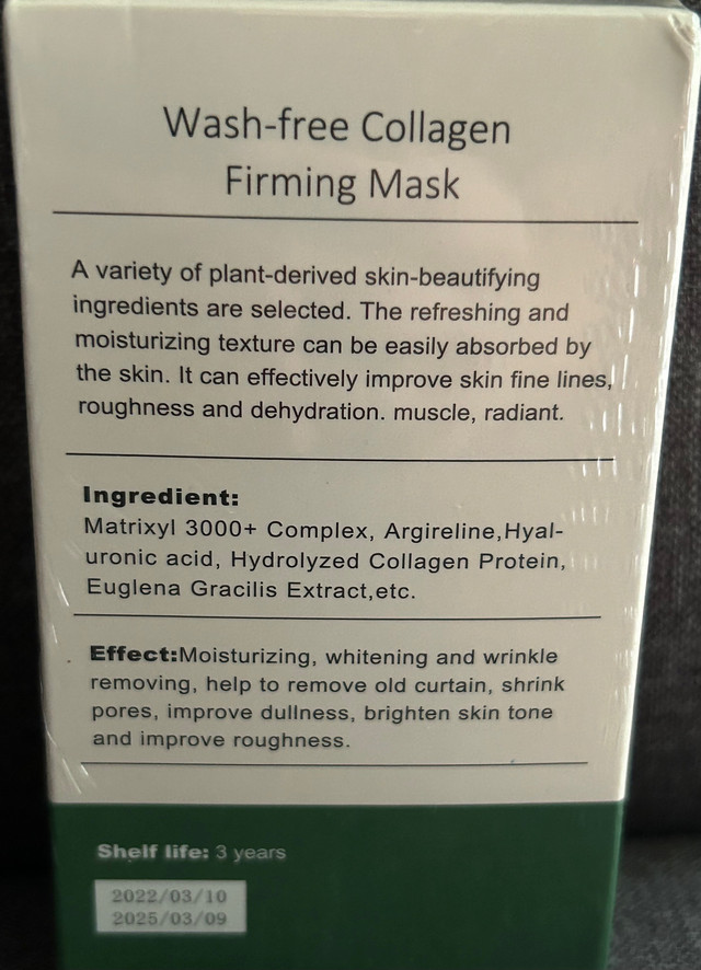 Collagen Washless Face Mask (15 packs) in Health & Special Needs in Oshawa / Durham Region - Image 4