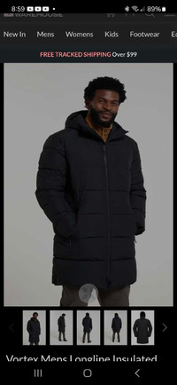 Men's mountain Warehouse long puffer jacket 
